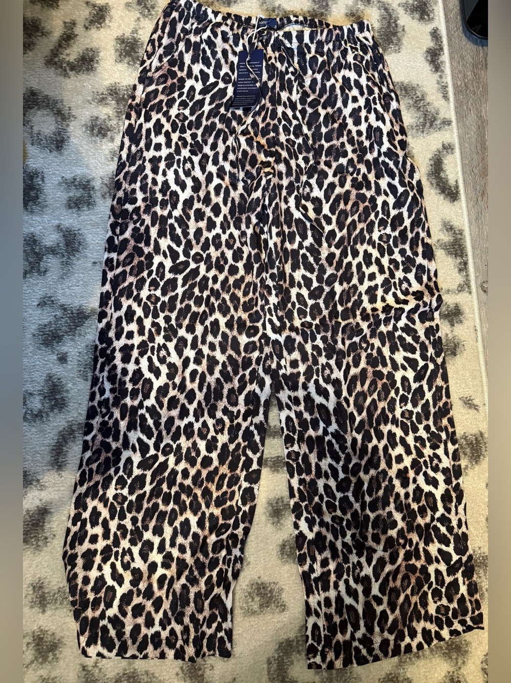 Leopard Print Wide-Leg Pants in Brown & Black